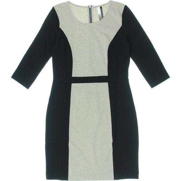 KENSIE Dress Black Grey Colorblock Sheath Wear to work Medium New110$ - Picture 1 of 2